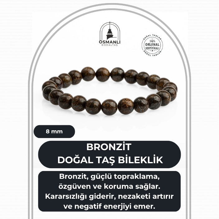 Bronzit 8mm Doğal Taş Bileklik