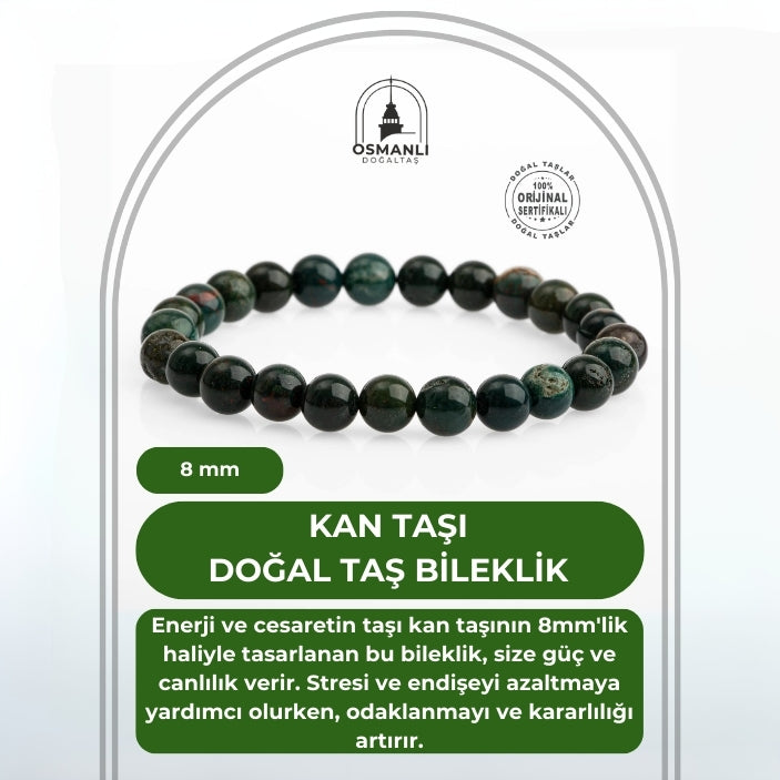 Kan Taşı 8mm Doğal Taş Bileklik