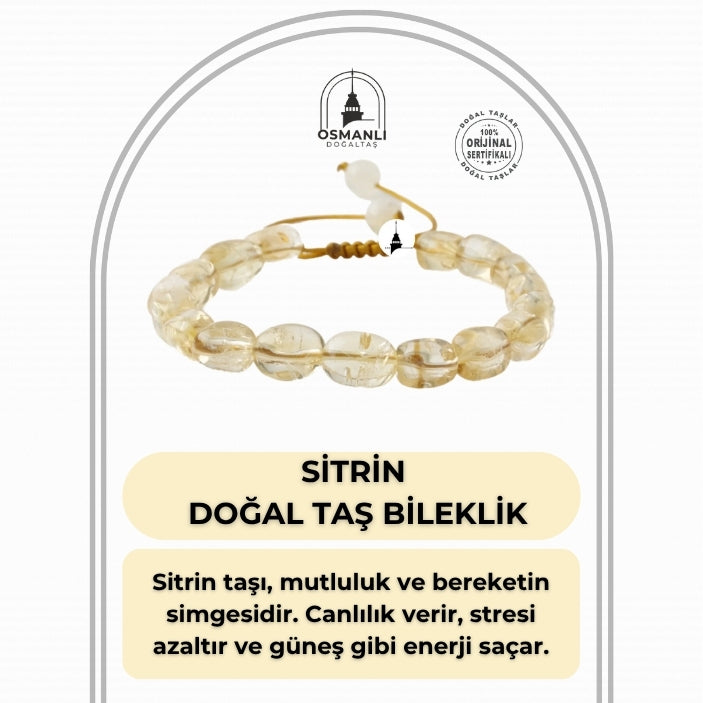 Sitrin Natürel Kesim Doğal Taş Bileklik