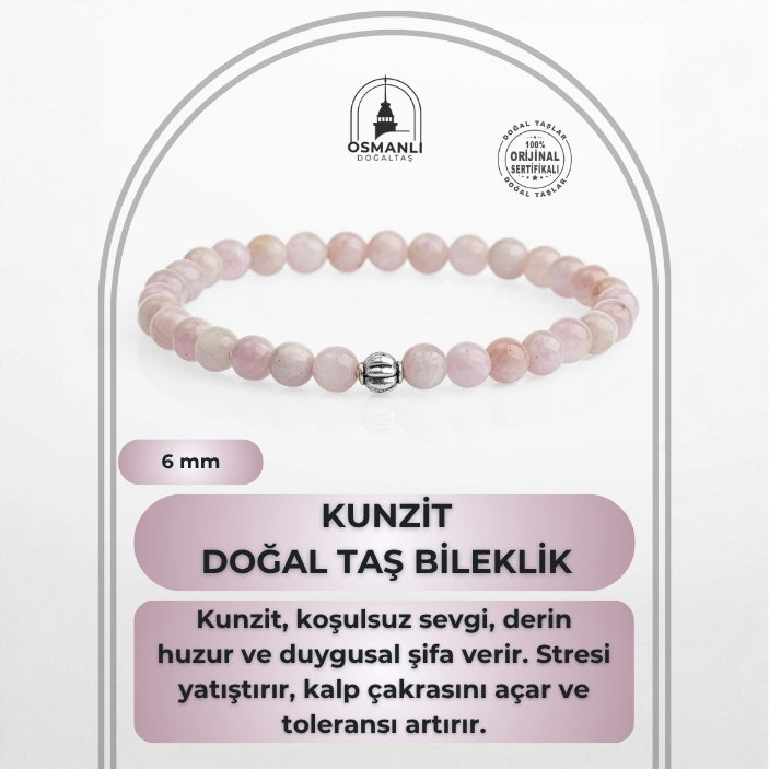 Kunzit 6mm Doğal Taş Bileklik