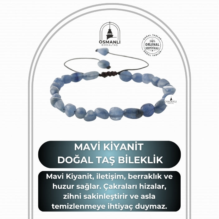 Mavi Kiyanit Natürel Kesim Doğal Taş Bileklik