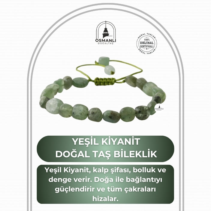Yeşil Kiyanit Natürel Kesim Doğal Taş Bileklik