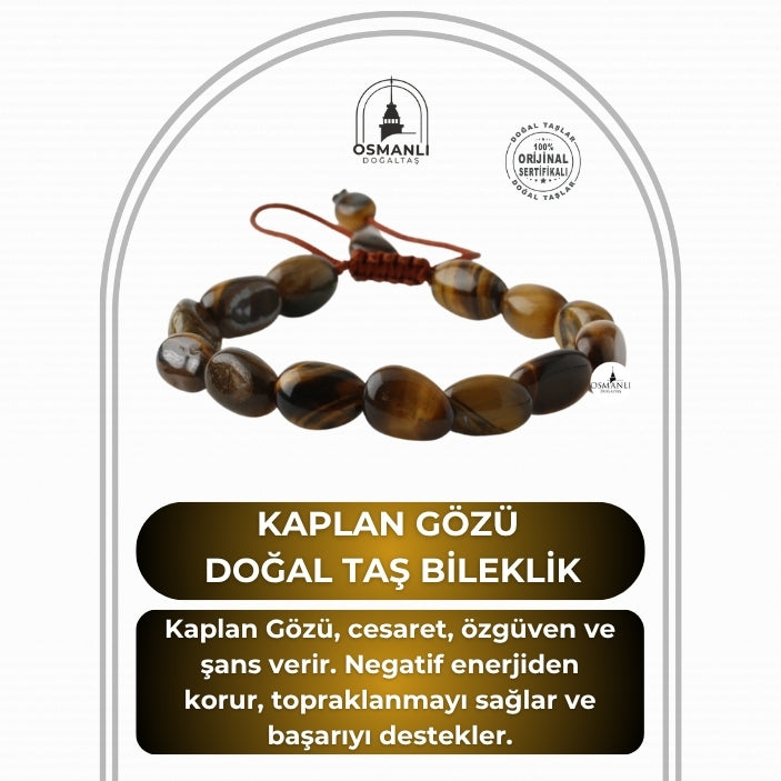 Kaplan Gözü Natürel Kesim Doğal Taş Bileklik