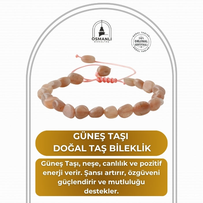 Güneş Taşı Natürel Kesim Doğal Taş Bileklik