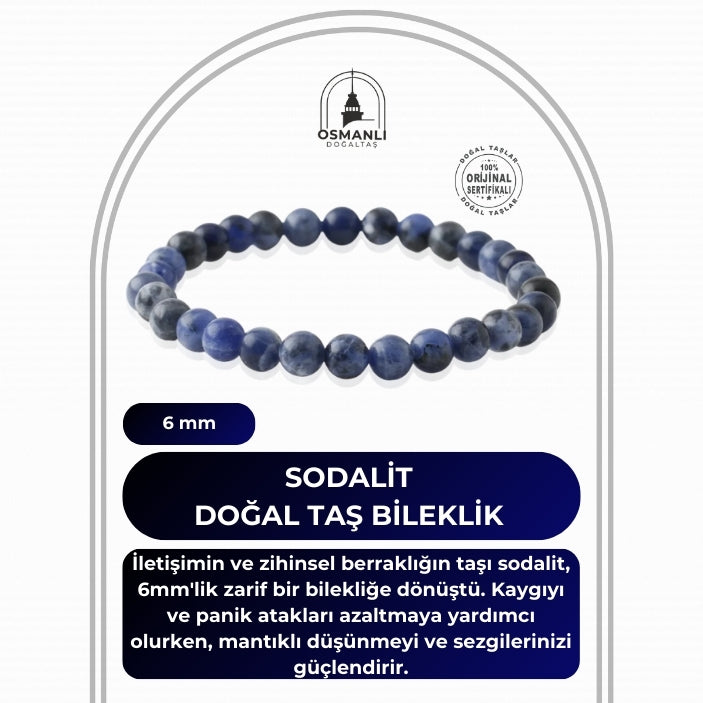 Sodalit 6mm Doğal Taş Bileklik
