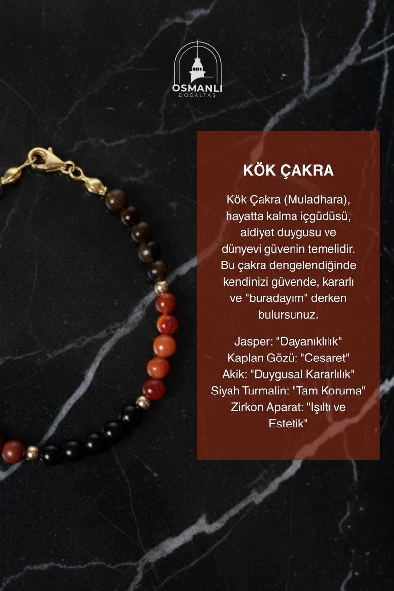 Sertifikalı Kök Çakra Doğal Taş Bileklik