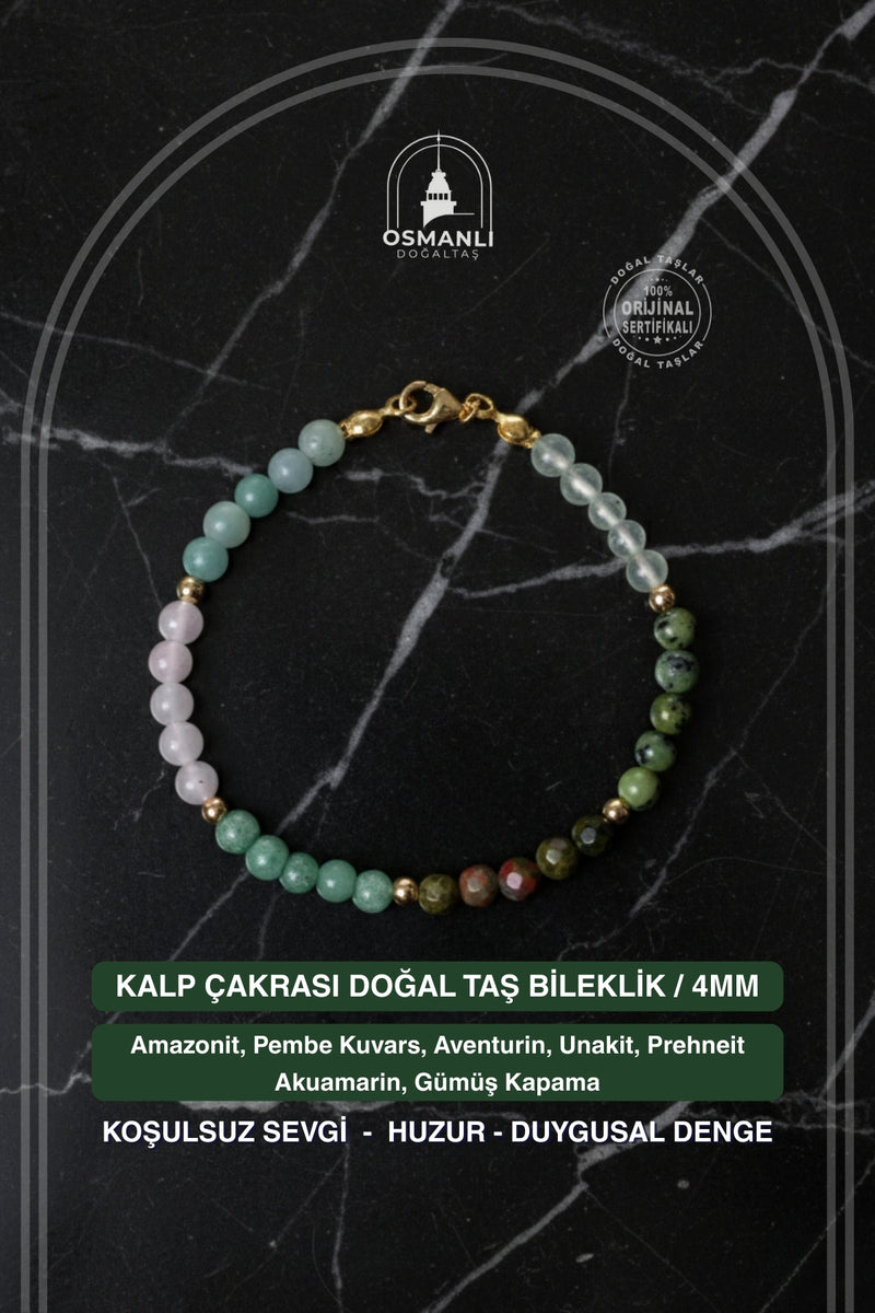 Sertifikalı Kalp Çakrası Doğal Taş Bileklik