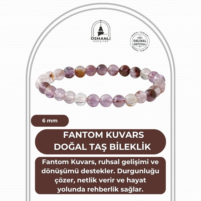 Fantom Kuvars 6mm Doğal Taş Bileklik