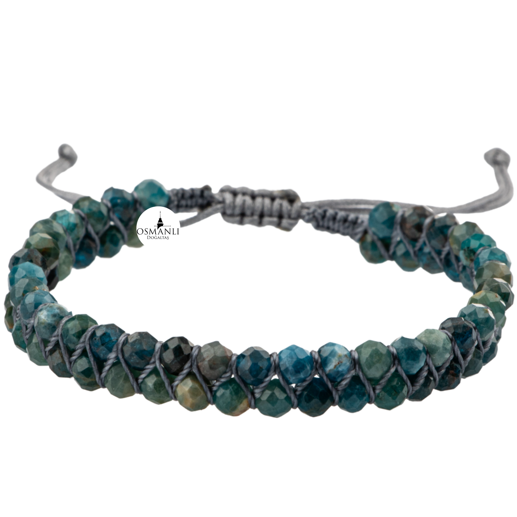 Mavi Apatit 3-4mm Çift Sıra Doğal Taş Bileklik