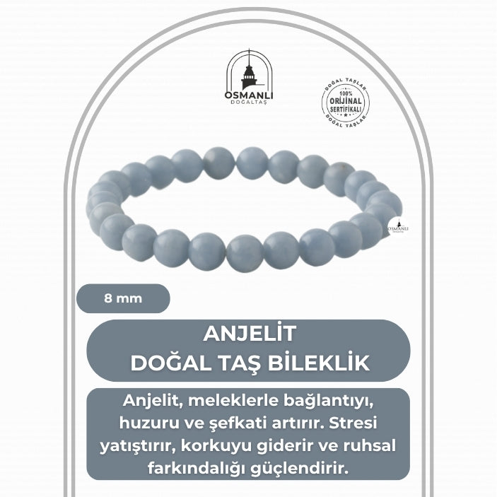 Anjelit 8mm Doğal Taş Bileklik