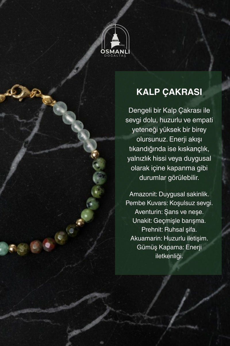Sertifikalı Kalp Çakrası Doğal Taş Bileklik