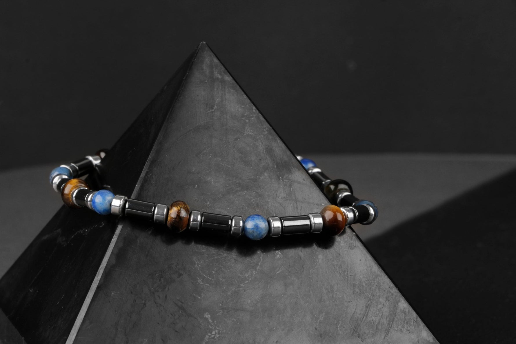 Kaplan Gözü-Hematit-Lapis Lazuli Doğal Taş Bileklik