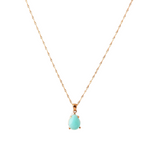 Amazonit Doğal Taş Gümüş Kolye, Gümüş Sarı Zincir