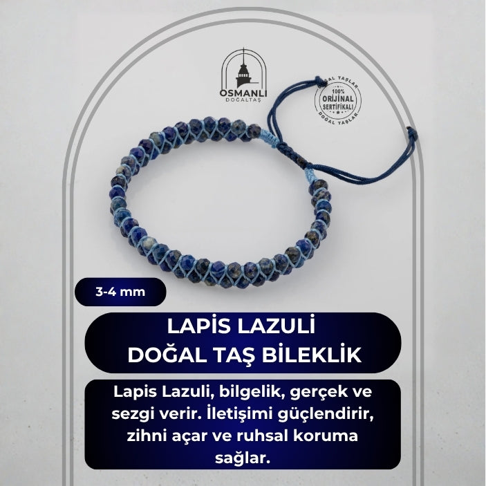 Lapis Lazuli 3-4mm Çift Sıra Doğal Taş Bileklik