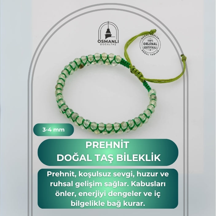 Prehnit 3-4mm Çift Sıra Doğal Taş Bileklik