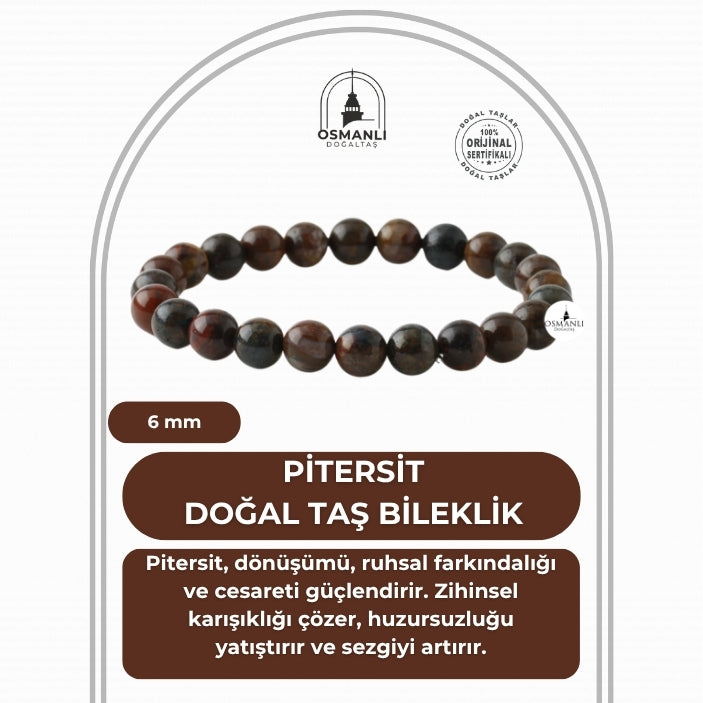 Pitersit 6mm Doğal Taş Bileklik