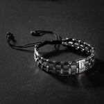 Hematit Doğal Taş Erkek Makrome Çapa Model Bileklik