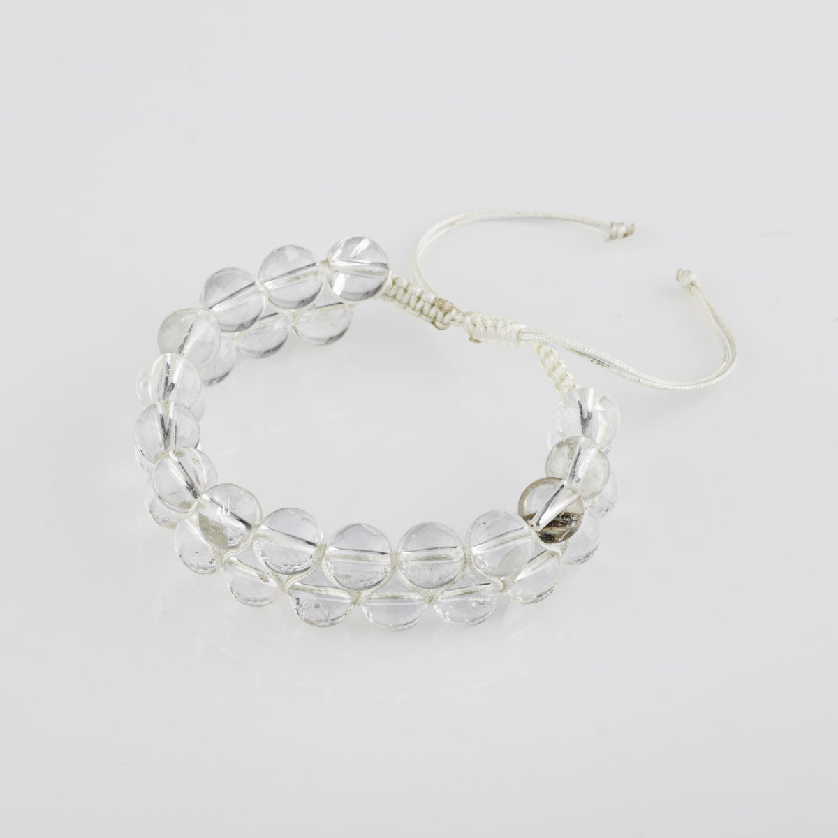 Kristal Kuvars 8mm Çift Sıra Makrome Doğal Taş Bileklik