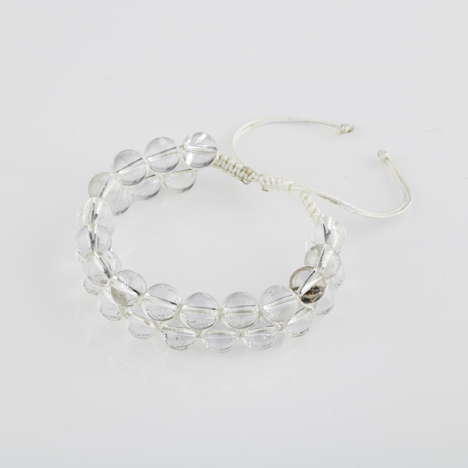 Kristal Kuvars 8mm Çift Sıra Makrome Doğal Taş Bileklik