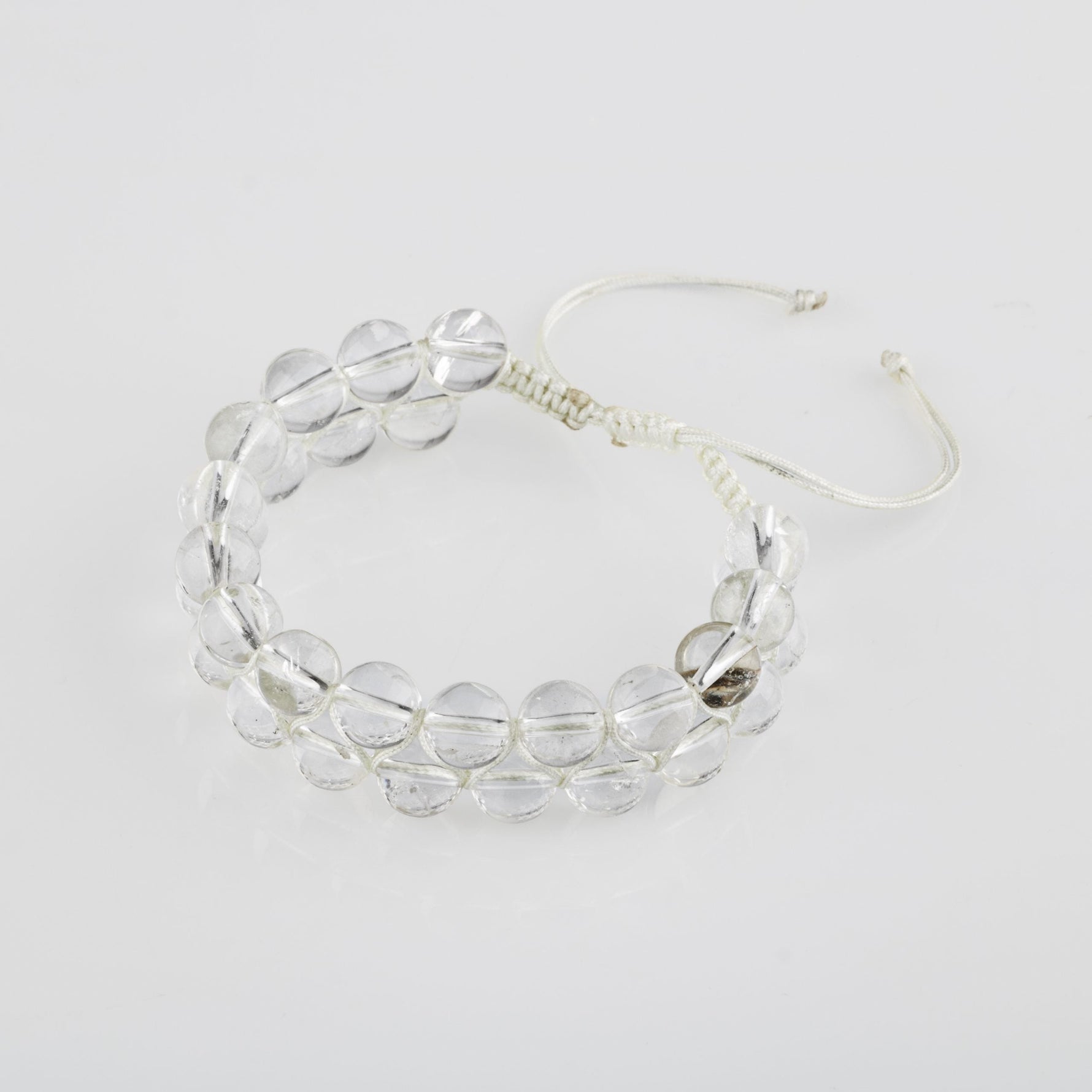 Kristal Kuvars 8mm Çift Sıra Makrome Doğal Taş Bileklik