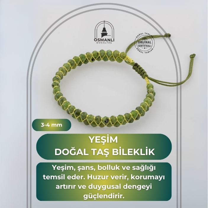 Yeşim 3-4mm Çift Sıra Doğal Taş Bileklik