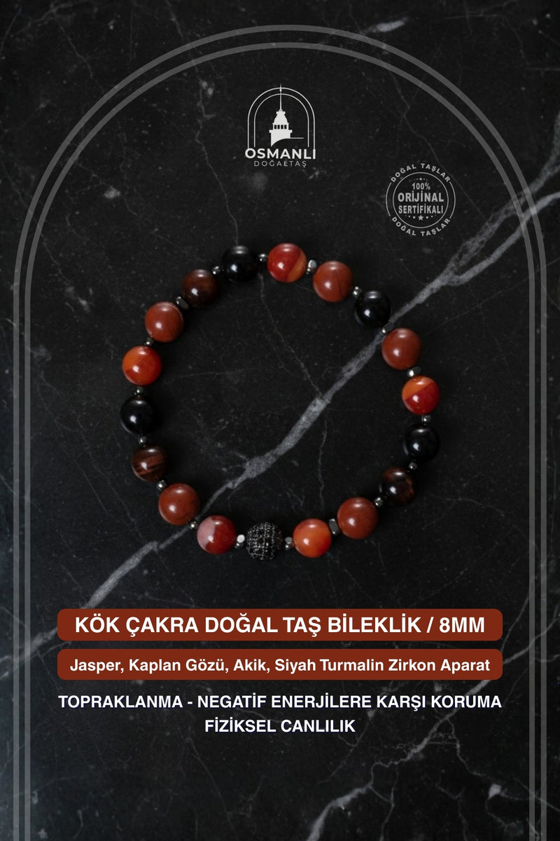 Sertifikalı Kök Çakra Doğal Taş Bileklik / 8MM