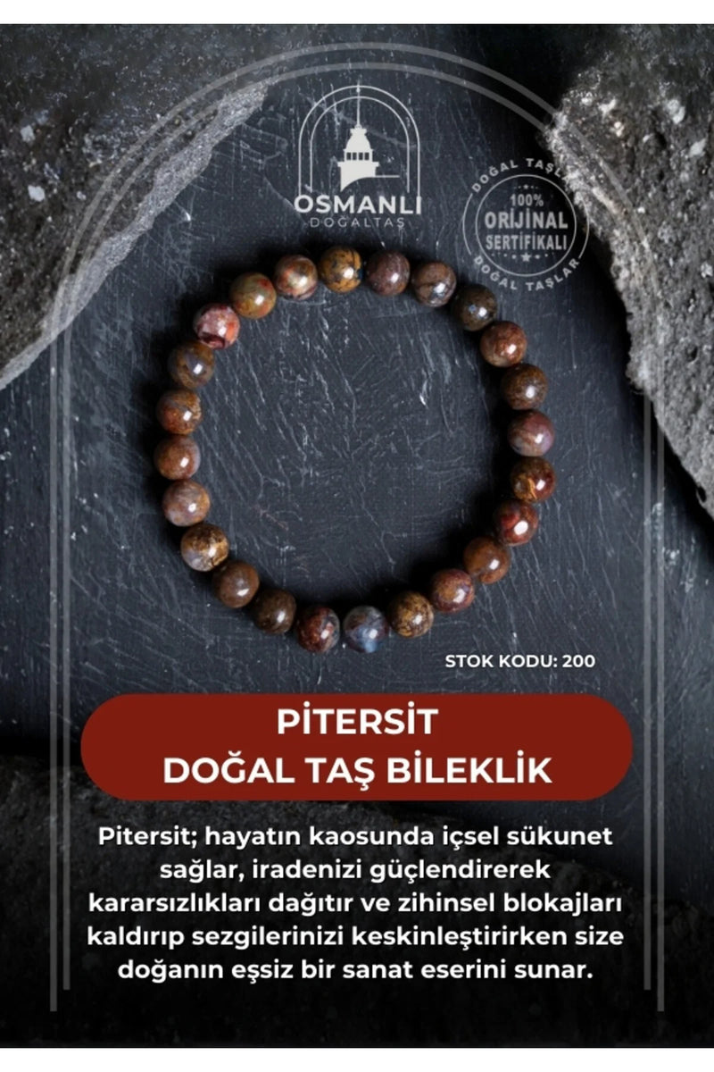 Sertifikalı Pitersit Doğal Taş Bileklik-8 mm (SK:200)
