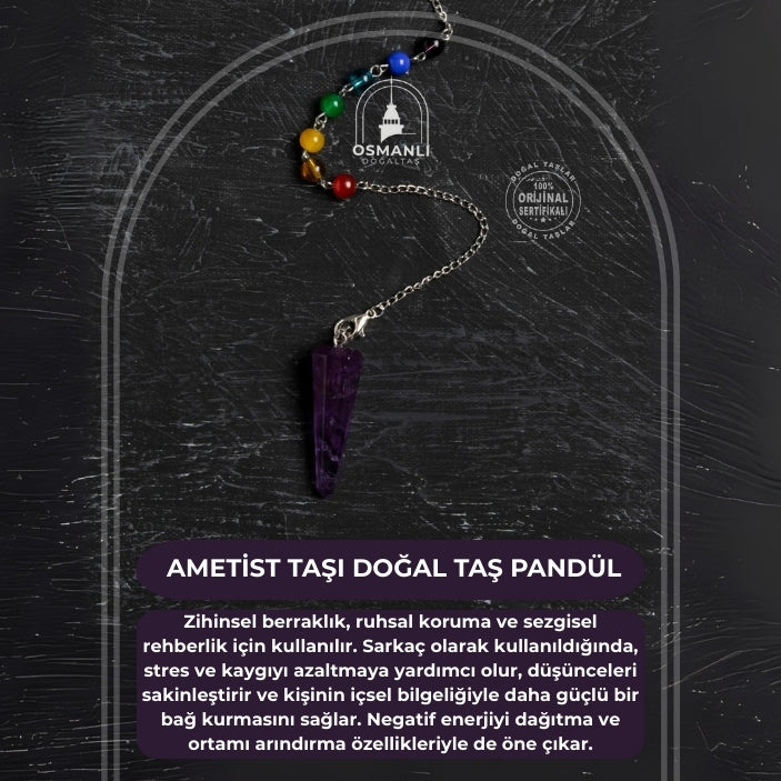 Osmanlı Doğal Taş Sertifikalı Ametist Pandül