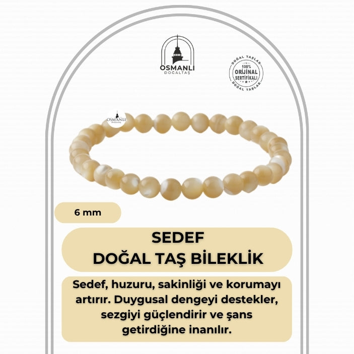 Sedef 6mm Doğal Taş Bileklik