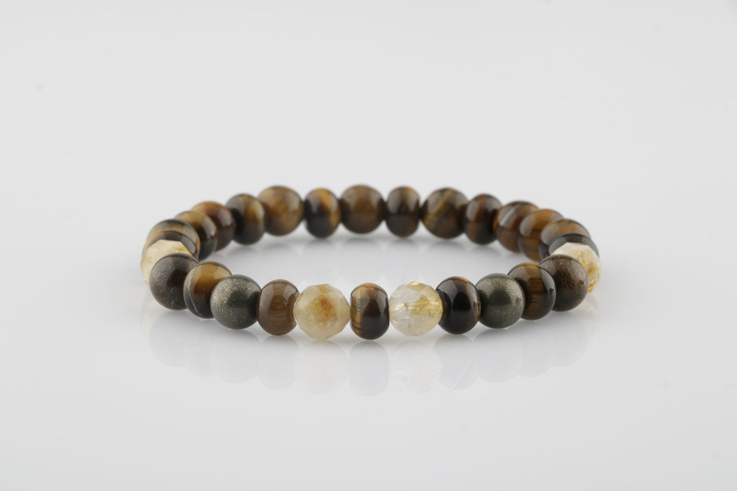 Kaplan Gözü-Sitrin-Pirit Doğal Taş Bileklik