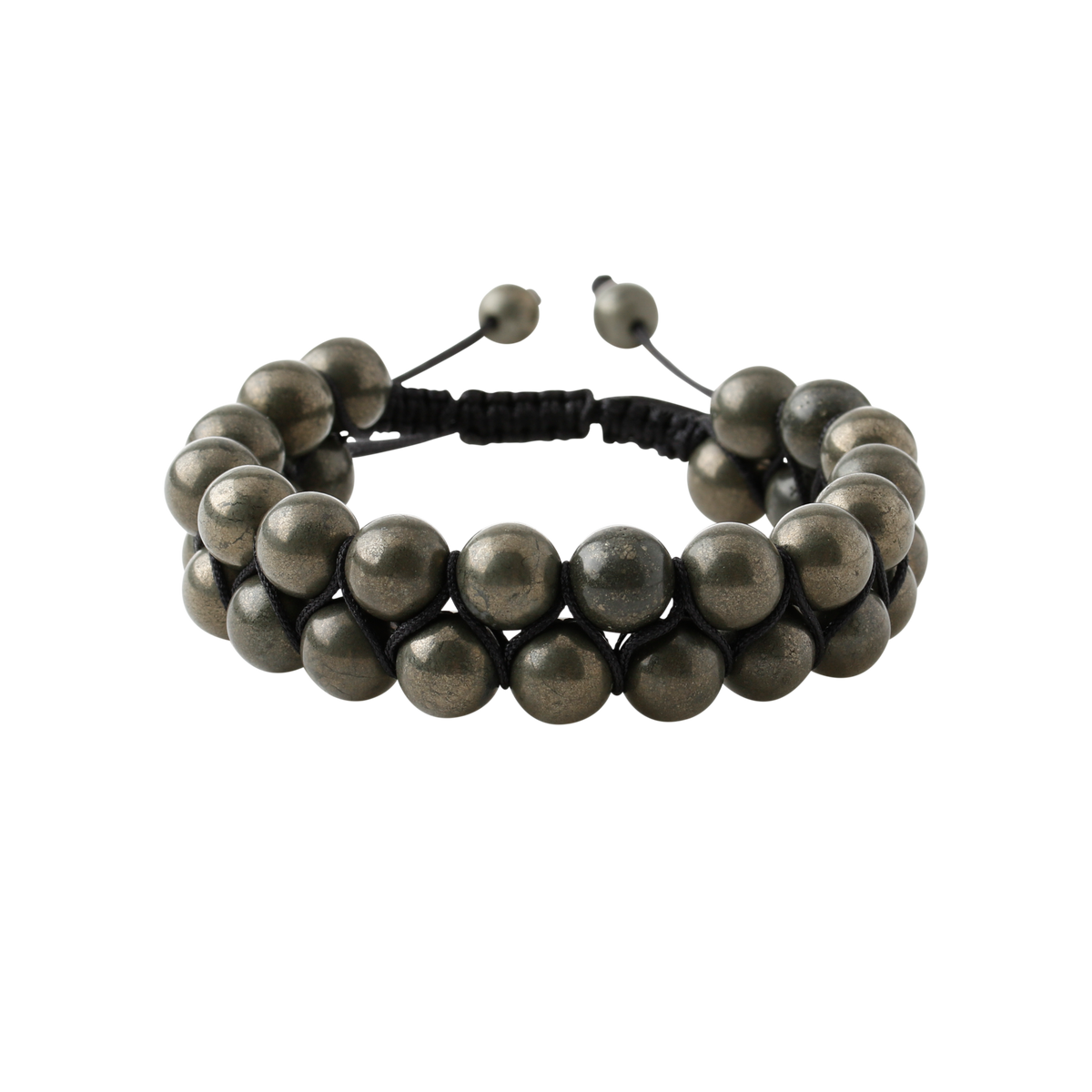 Pirit 8mm Çift Sıra Makrome Doğal Taş Bileklik