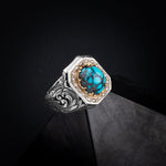 Turkuaz Firuze Doğal Taş Özel Koleksiyon İrityumlu (Kararmaz) Gümüş Yüzük
