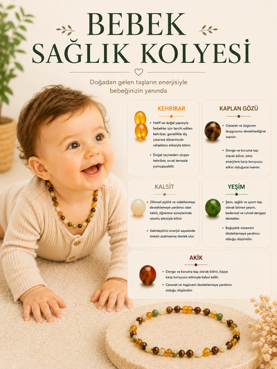 Sertifikalı Bebek Doğal Taş Kolye (33-35 CM)
