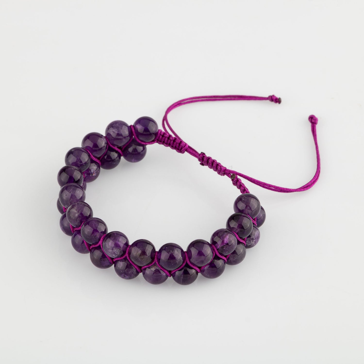 Ametist 8mm Çift Sıra Makrome Doğal Taş Bileklik