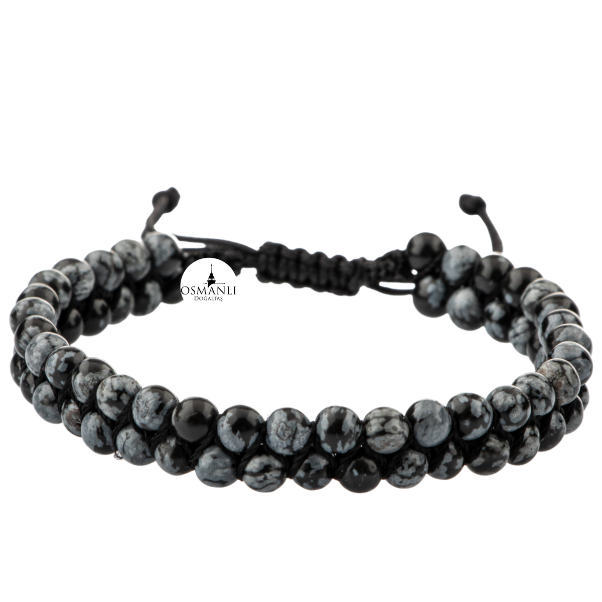 Karlı Obsidyen 4mm Çift Sıra Doğal Taş Bileklik