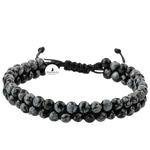 Karlı Obsidyen 4mm Çift Sıra Doğal Taş Bileklik