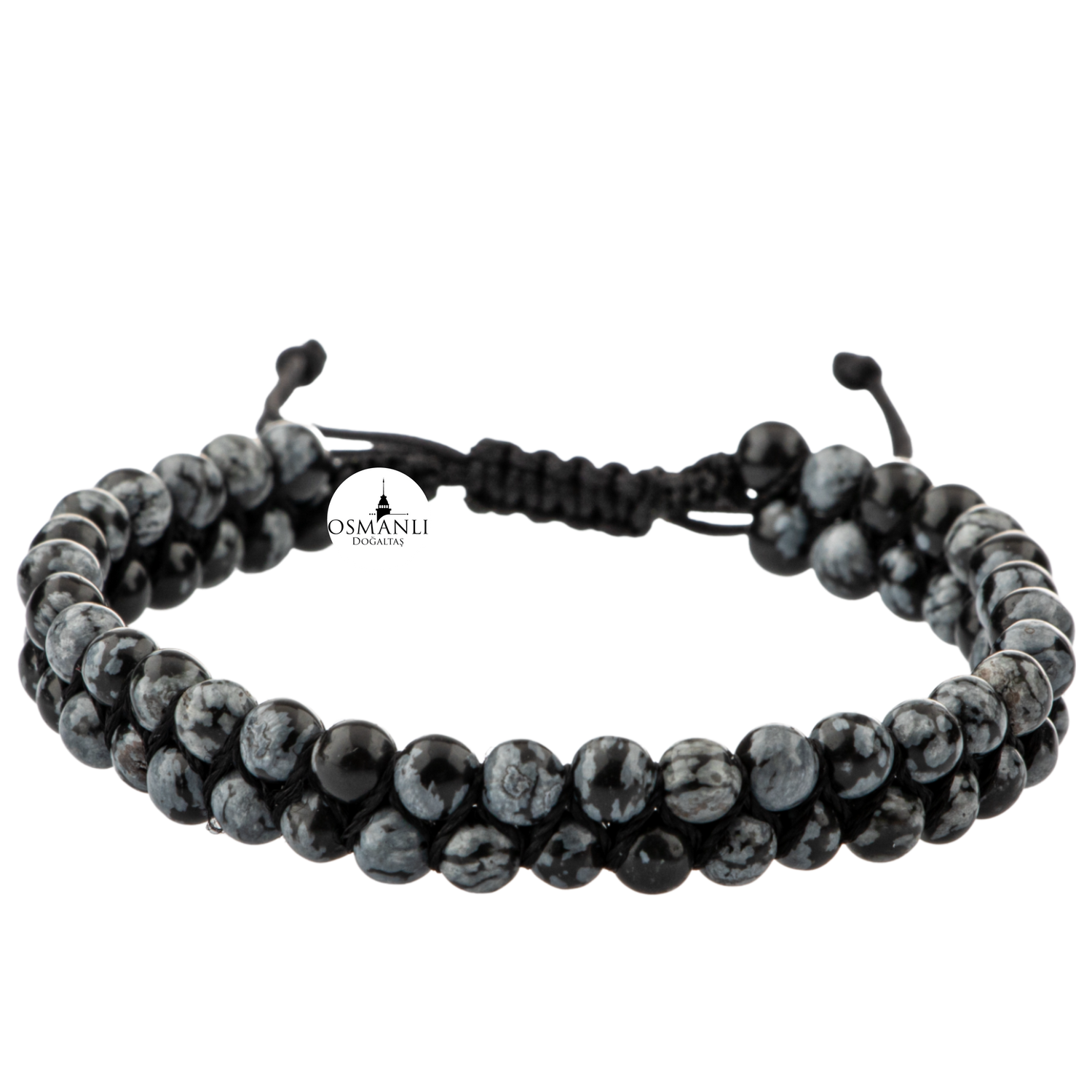Karlı Obsidyen 4mm Çift Sıra Doğal Taş Bileklik