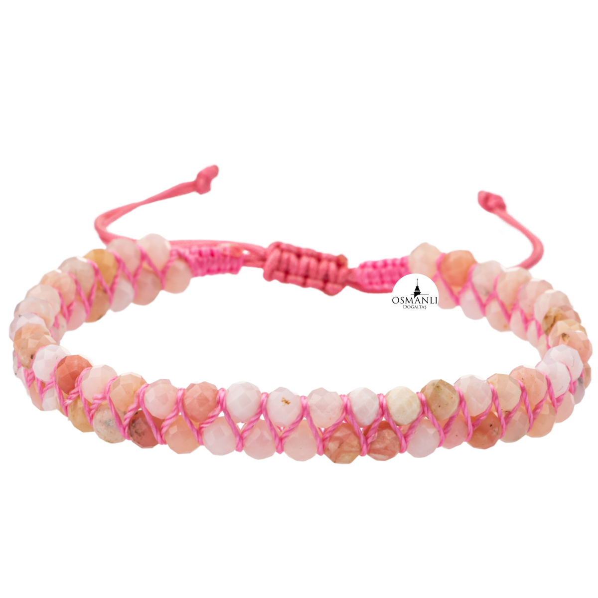 Opal Pembe 3-4mm Çift Sıra Doğal Taş Bileklik