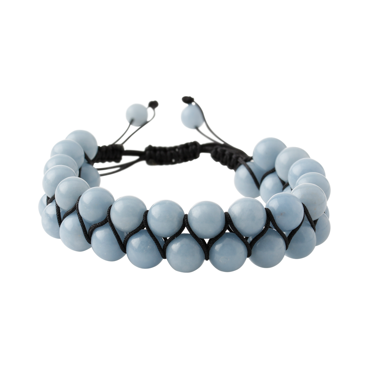 Anjelit 8mm Çift Sıra Makrome Doğal Taş Bileklik