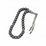 Hematit Doğal Taş Tesbih 33lük - 8mm - beyaz fon