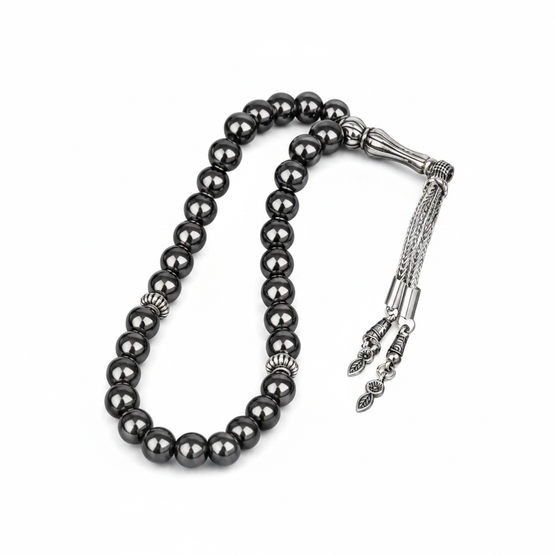 Hematit Doğal Taş Tesbih 33lük - 8mm