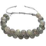 Labradorit 8mm Çift Sıra Makrome Doğal Taş Bileklik