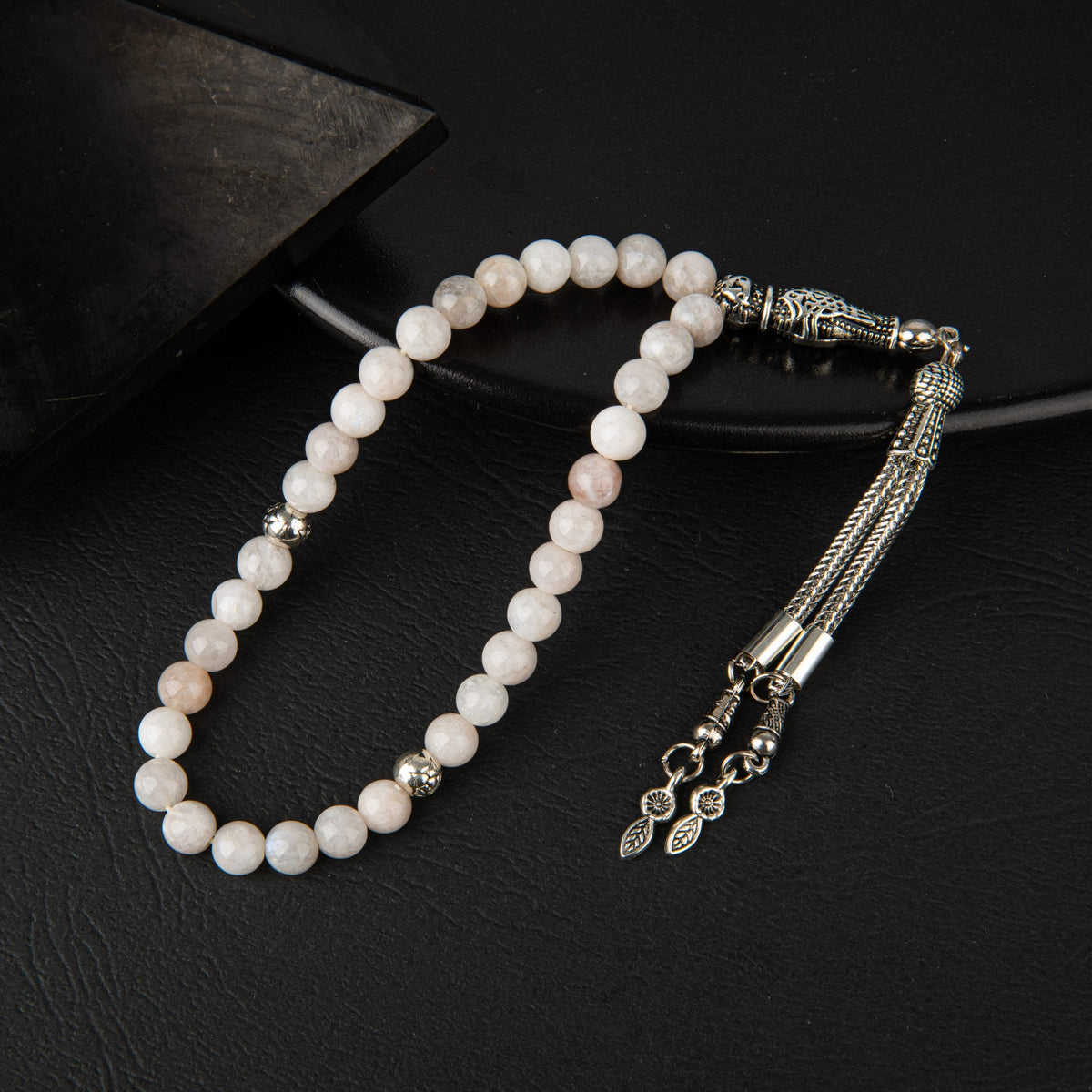 Ay Taşı Doğal Taş Tesbih 33lük - 6mm