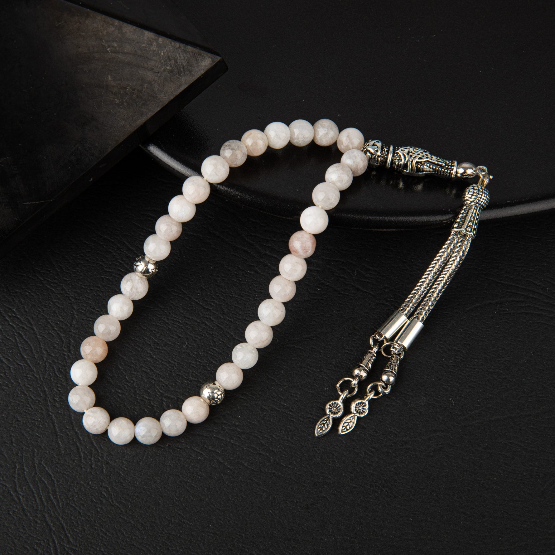 Ay Taşı Doğal Taş Tesbih 33lük - 6mm