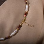 İnci-Jasper Doğal Taş Gümüş Kolye