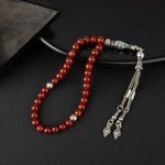 Kırmızı Akik Doğal Taş Tesbih 33lük - 6mm