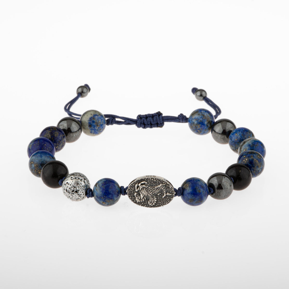 Lapis Lazuli Doğal Taş Tasarım Gümüş Bileklik- 20-21cm