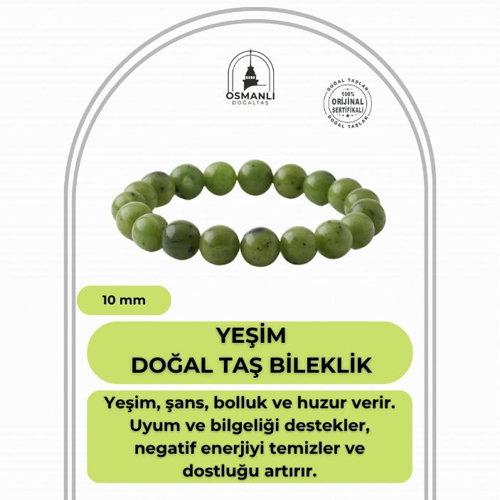 Yeşim 10mm Doğal Taş Bileklik