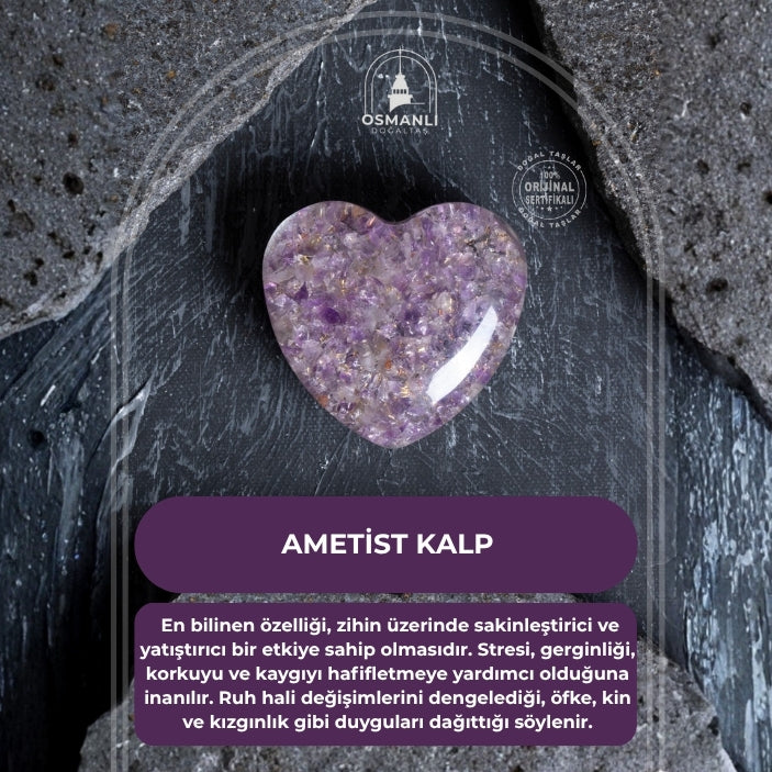 Sertifikalı Ametist Kalp
