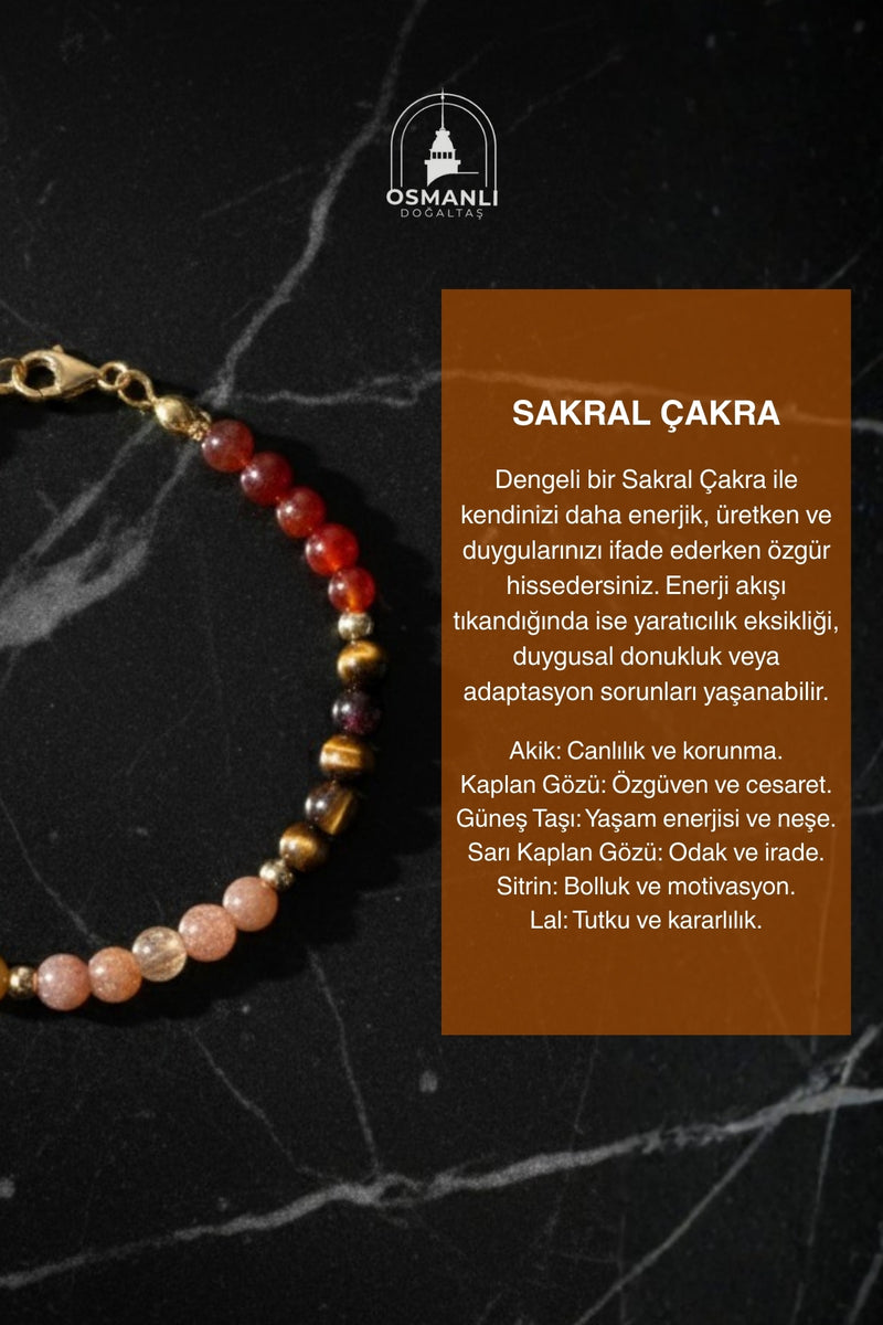 Sertifikalı Sakral Çakra Doğal Taş Bileklik